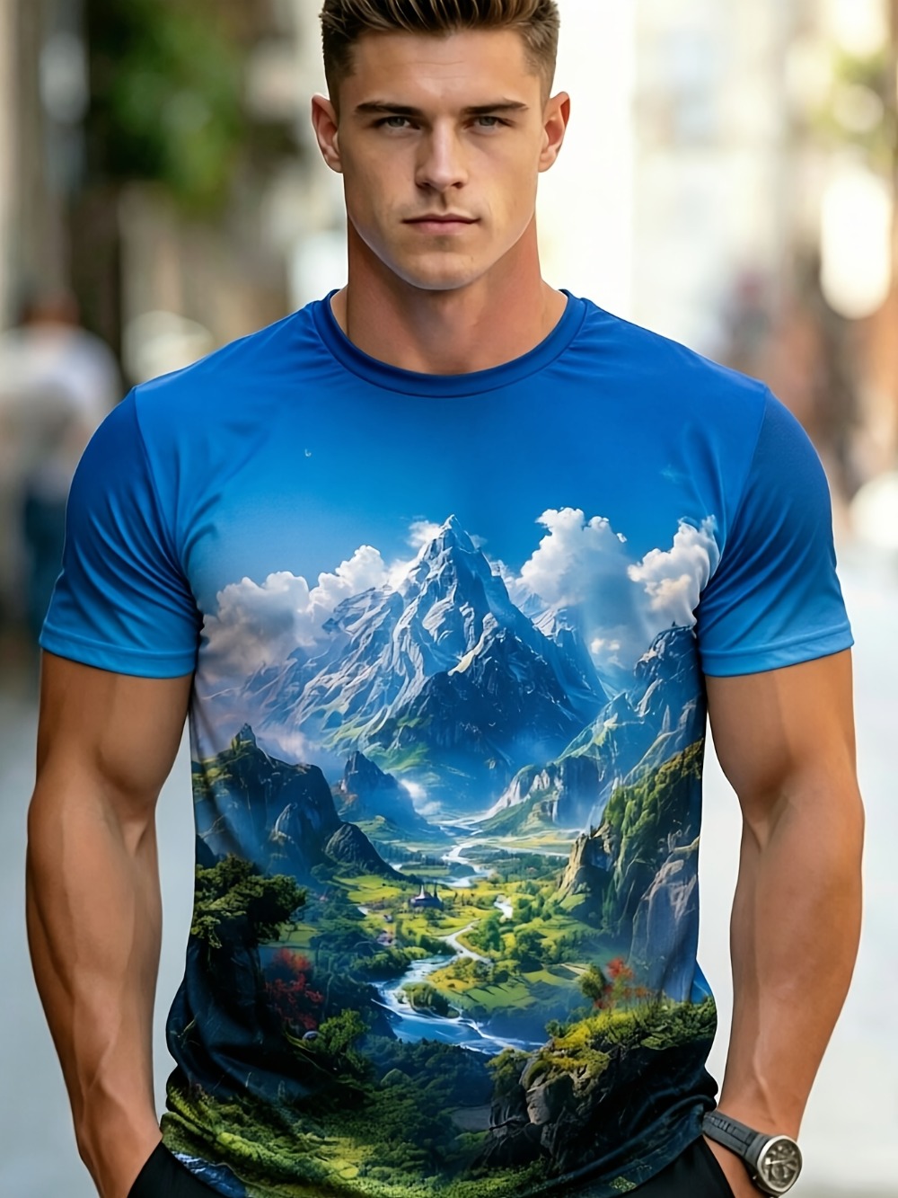 Men Mountain Scenery3D Print S - Street Fashion Y2K review and price