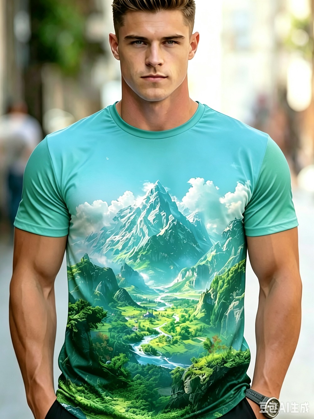 Men Mountain Scenery3D Print S - Street Fashion Y2K review and price